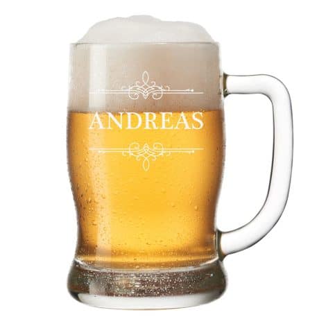 Boccale da birra personalizzato con incisione del nome, ideale come regalo per compleanno, Natale o addio.