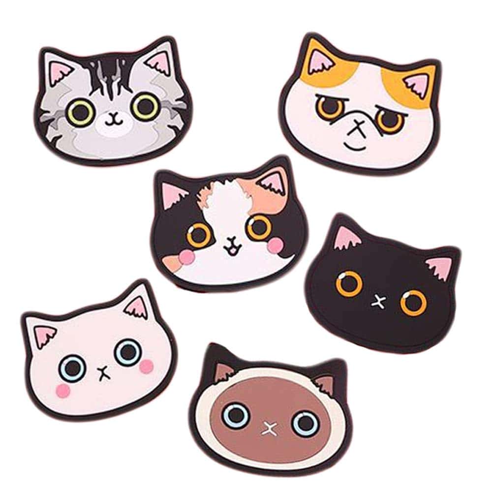 Sottobicchieri a forma di gatto in silicone, sottobicchieri in gomma per vino, bicchieri, tazze. Ideale per momenti di festa. Elemento decorativo per cucina. Idea regalo per lista nozze Nero
