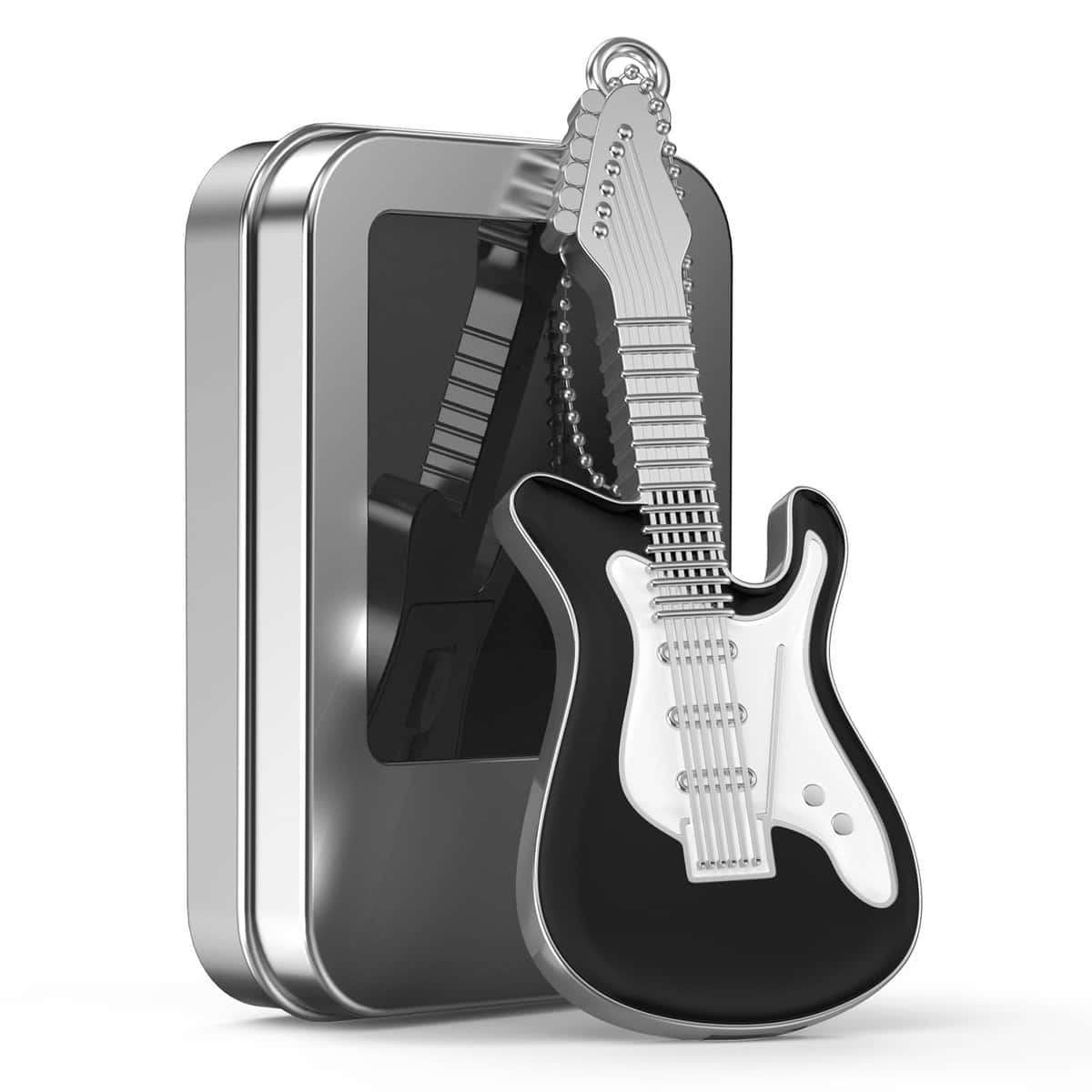 Pendrive 32GB Unico Chiavetta USB - Divertenti Pen Drive 32 GB Penna USB 2.0 Memoria Flash - FEBNISCTE Nero Chiave USB Simpatiche Chitarra Metal Pennetta USB 32 Giga con Confezione Originale Regalo