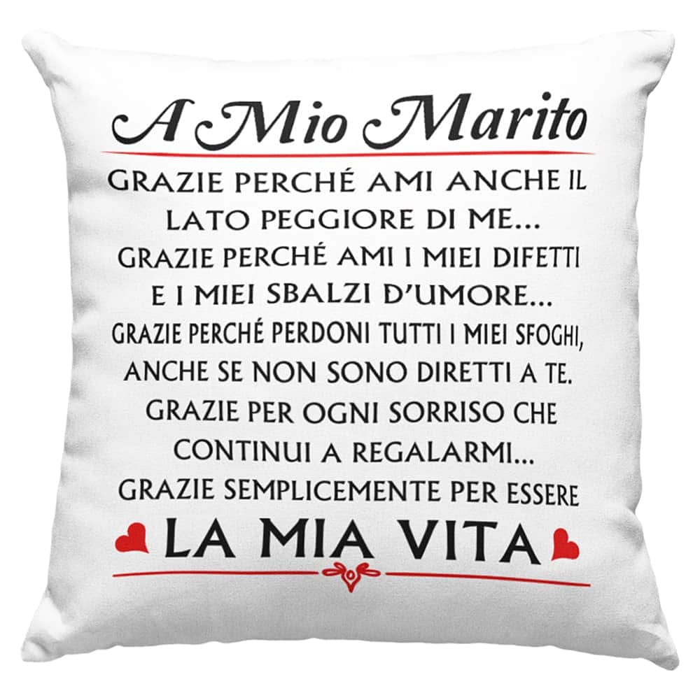 Cuscino Federa Marito Speciale, Idea Regalo di Compleanno Originale, Frasi D'amore, Arredamento Casa Divano Letto - senza Imbottitura (40_x_40_cm, A mio Marito)