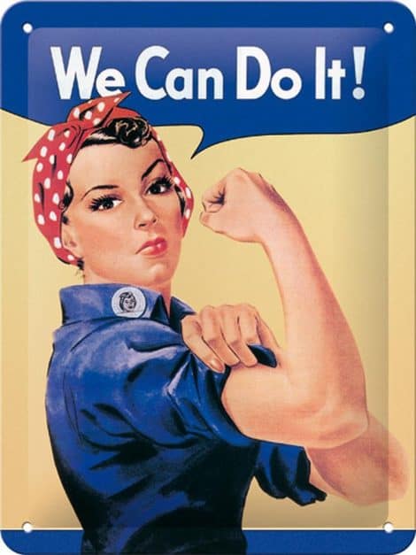 Targa Vintage USA “We Can do it” – Idea Regalo per Donne dal Design Retro, Metallo, 15 x 20 cm.