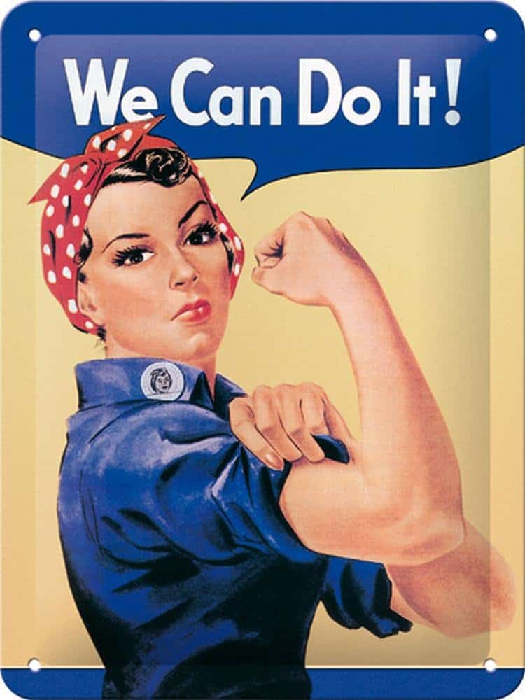 Nostalgic-Art Targa Vintage USA – We Can do it – Idea Regalo per Donne, in Metallo, Design Retro per Decorazione, 15 x 20 cm