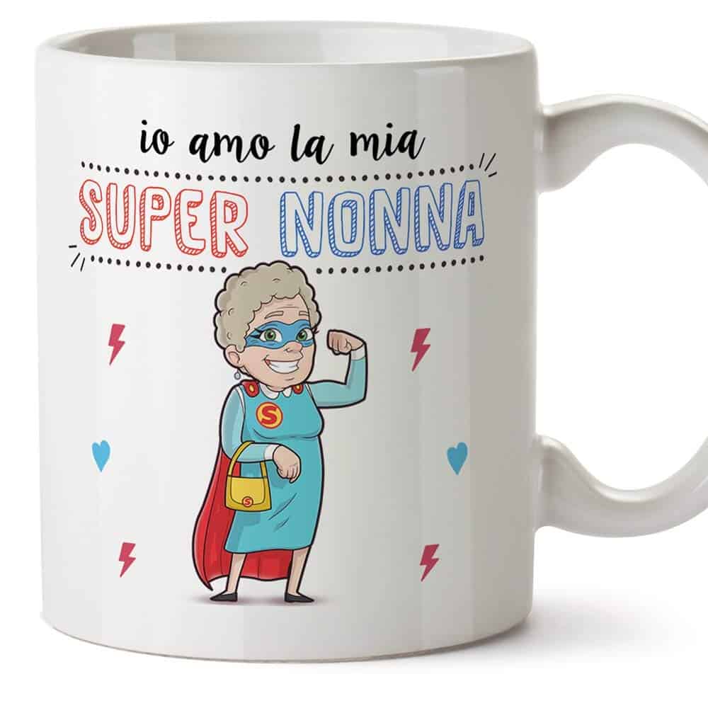 MUGFFINS Nonna Tazza/Mug - Io Amo la Mia Super Nonna - Idea Regalo Festa della Mamma/Tazza Migliore Nonna in Ceramica. 350 ml