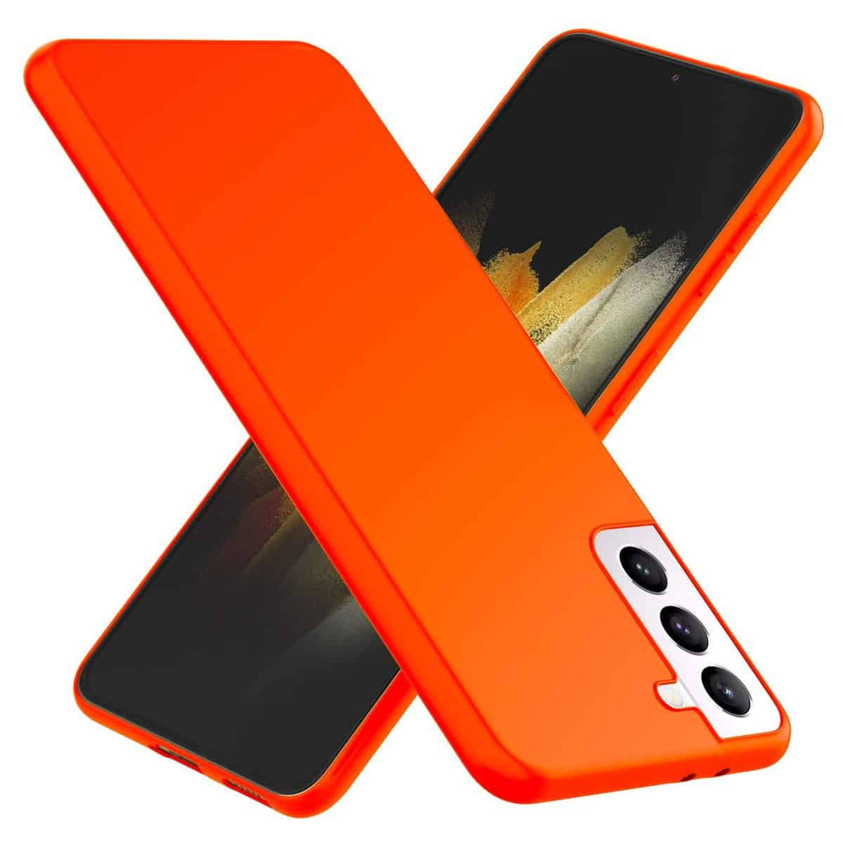 NALIA Neon Cover compatibile con Samsung Galaxy S21 Plus Custodia, Sottile Protettiva Morbido Silicone Gel Copertura Antiurto, Case Skin Resistente Telefono Cellulare Gomma Bumper, Colore:Arancione