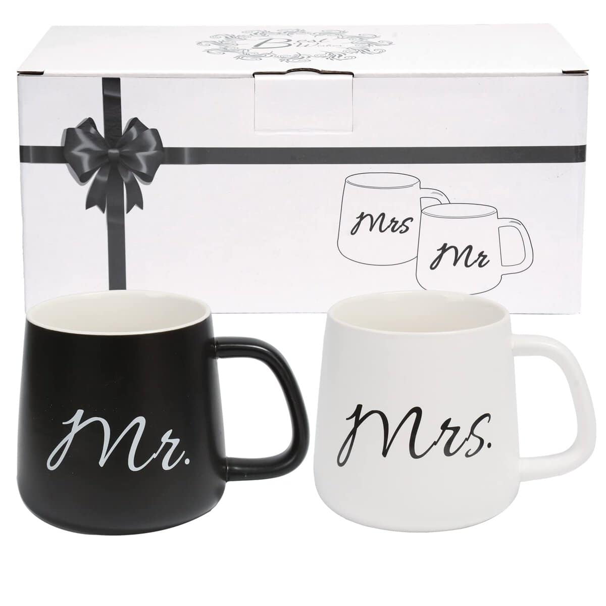 Cymax 2 Pezzi Mr Mrs Mugs Tazze da caffè Regalo di Nozze Set di Tazze da caffè, Perfetto per caffè e tè,Regalo per Addio al Nubilato, Fidanzamento, Anniversario di San Valentino e Natale