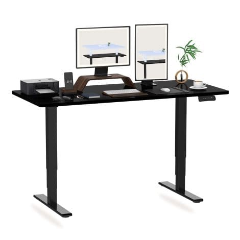 Tavolo FLEXISPOT E5 PRO+ 140*80cm Certificato FSC Regolabile in Altezza con due motori (Nero+Nero).