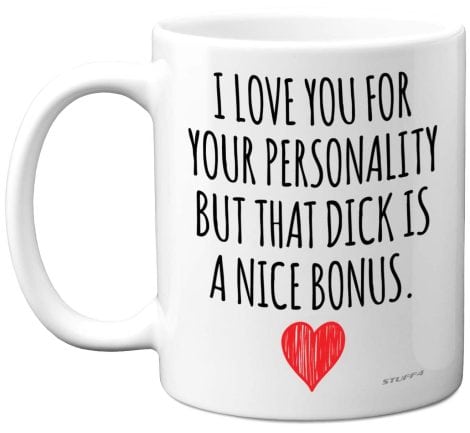 Tazza divertente per San Valentino con scritta “Ti Amo Carlo Caramella”, perfetta idea regalo per lui.