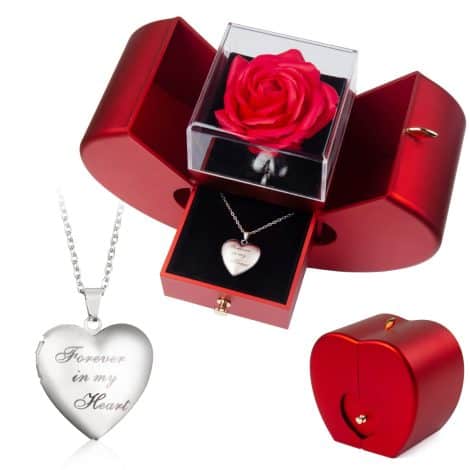 Collana di foto “Eterna Rosa” confezionata per regali per mamma, anniversari, compleanni e fidanzate.