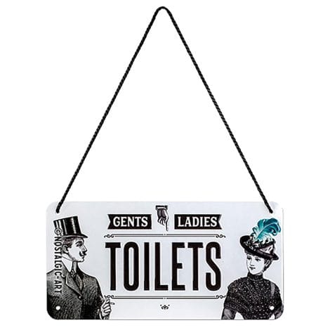 Targa da Appendere Toilettes Sign – Idea Regalo Vintage per amanti del passato, in metallo, 10 x 20 cm.