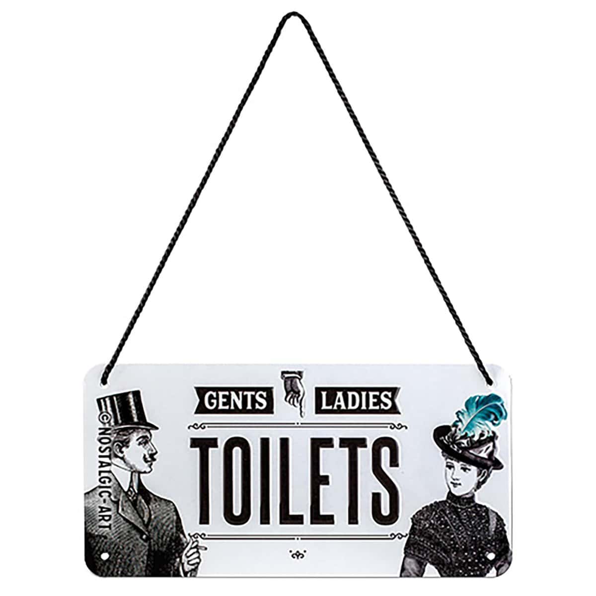 Nostalgic-Art Targa da Appendere Ladies & Gentlemen Toilets – Idea Regalo per i nostalgici, in Metallo, Decorazione con Design Vintage, 10 x 20 cm