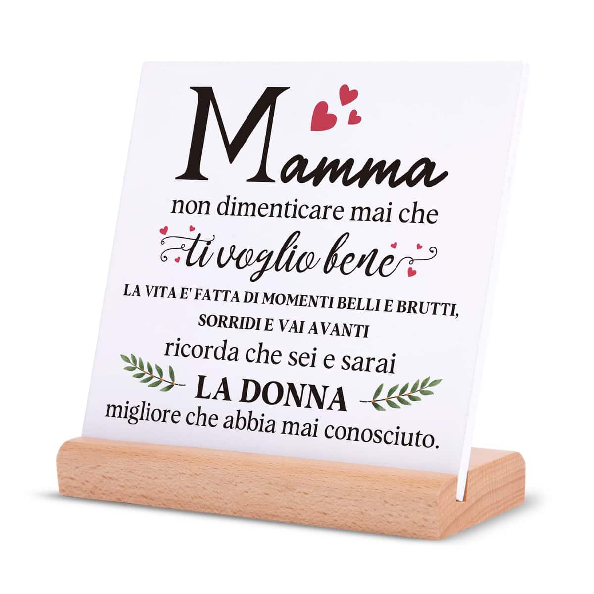 Niyewsor Regalo Mamma Natale, Regali per Mamma Targhe Decorativo, Regalo Mamma Compleanno, Idee Regalo Mamma, Regali Natale per Mamma da Figlia Figlio