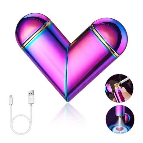 Accendino USB Asanmu, ricaricabile e antivento, con cavo USB e confezione regalo, perfetto per San Valentino o compleanno del marito. “I Love You” incluso.