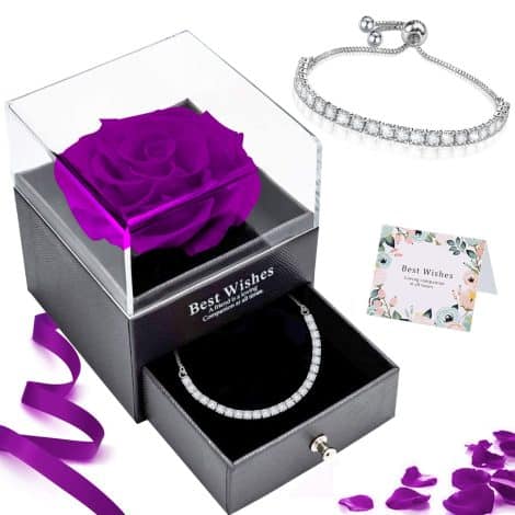 J.Fée Scatola Regalo Rosa Stabilizzata, Eterna Rosa per Lei. Ideale per Natale e San Valentino.