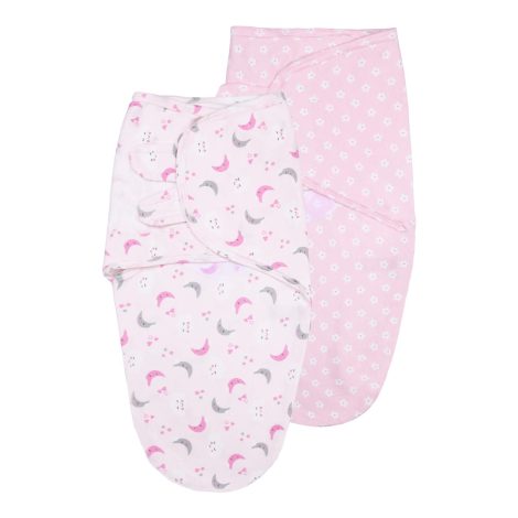 Copertina per neonato avvolgente Vicloon, 2 pezzi regolabili in morbido cotone per neonati da 0 a 3 mesi. (Rosa)