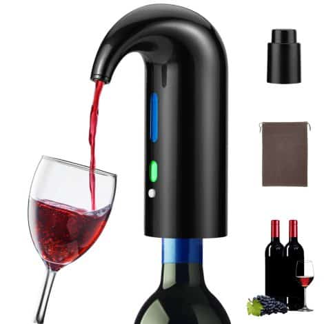 Aeratore di Vino Elettrico Portatile, Distributore di Ossidante USB per Viaggi, Casa e Bar. Accessori Vino Rosso. (Nero)