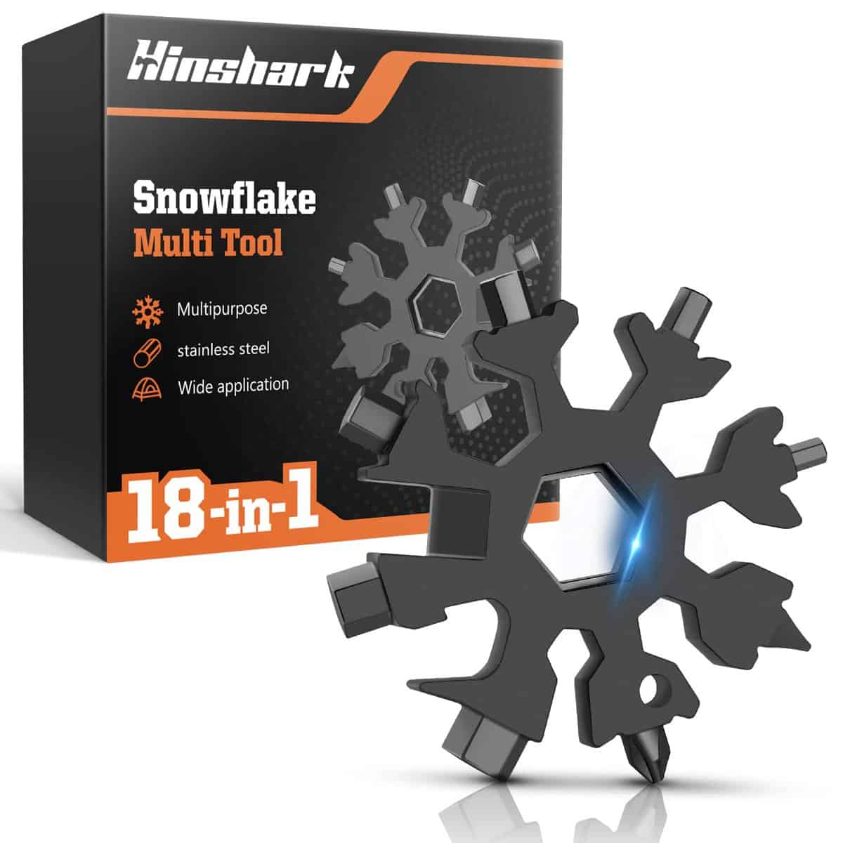 Regalo Uomo, Hinshark 18-in-1 Multi-Tool Snowflake Multiuso Gadget Utili, Idee Regalo Uomo Regali per Lui/Papà, Regalo Uomo Compleanno Originale, Regalo Festa del Papà, Idee Regalo Natale Uomo
