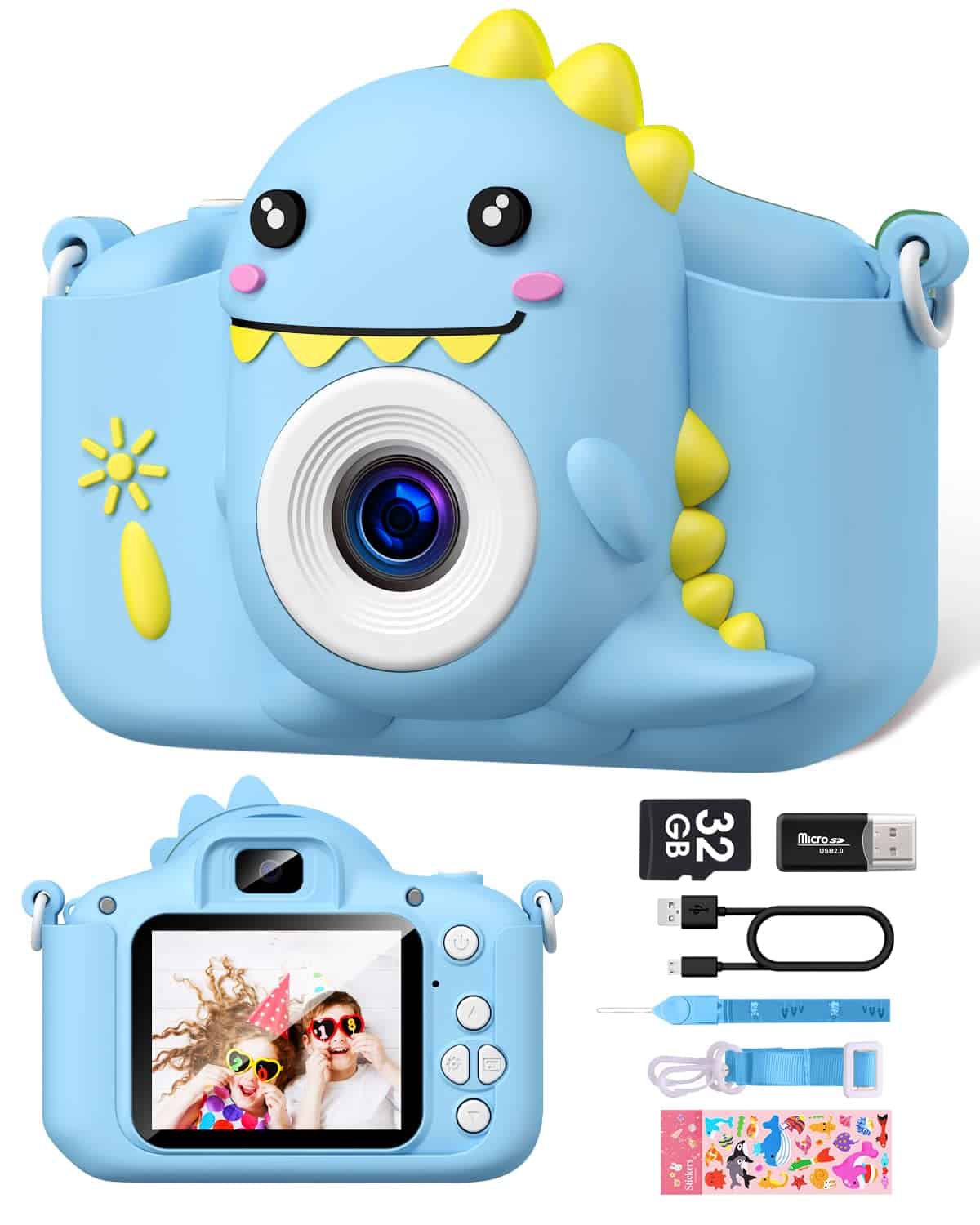 Gofunly Macchina Fotografica Bambini, 2.0 Pollici Schermo HD da 1080P Selfie Fotocamera Digitale per Bambina Videocamera Regalo per Ragazze & Ragazzi 3-12 Anni, Scheda 32GB Inclusa, Regali Giocattolo