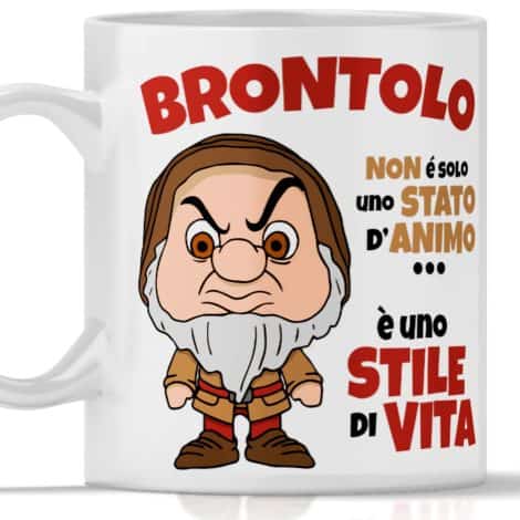 Tazza “Brontolo” divertente regalo di Natale per amici, parenti e colleghi – 350 ml.