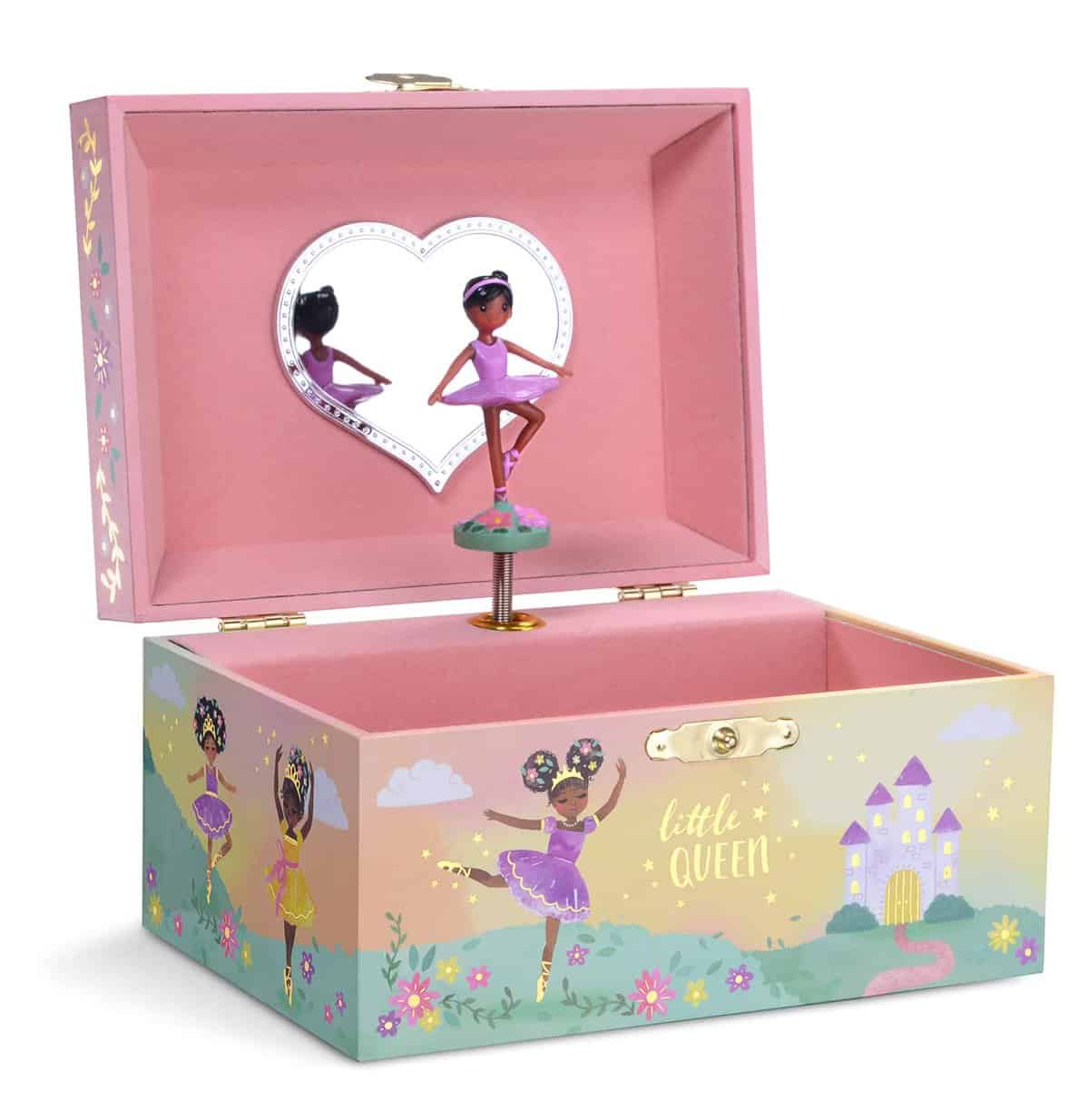 Jewelkeeper - Porta Gioielli da Ragazza con Ballerina Nera, Design Piccola Regina - Melodia Lago dei Cigni