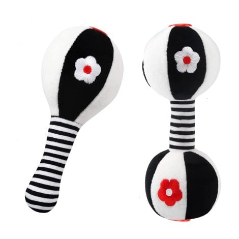 JoyLife Giochi per Neonati 0-3-6 Mesi, Sonaglio Bianco e Nero, Giocattoli Sensoriali Neonati a Contrasto, Regalo Morbido per 3-6-9-12 Mesi.