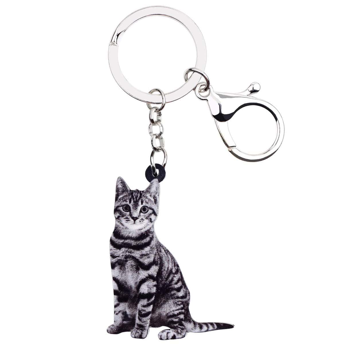 DUOWEI Simpatica coppia di gatti grigi portachiavi in acrilico portachiavi per animali domestici decorazione per donne adolescenti ragazza fascino regalo, nuvola, Medium
