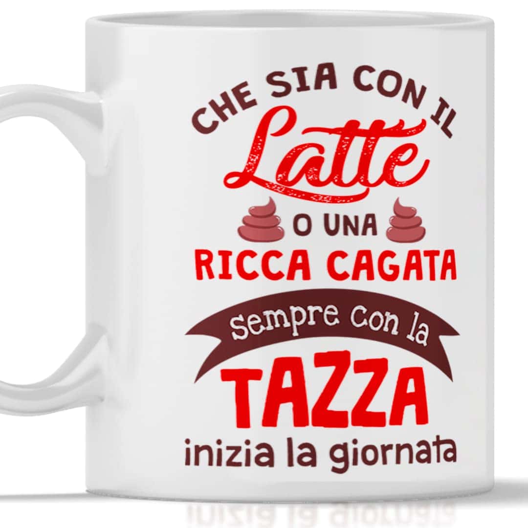 12Print Tazza latte cagata divertente da regalare amico collega amica fratello sorella e come regalo di natale - tazza cacca, 350ml