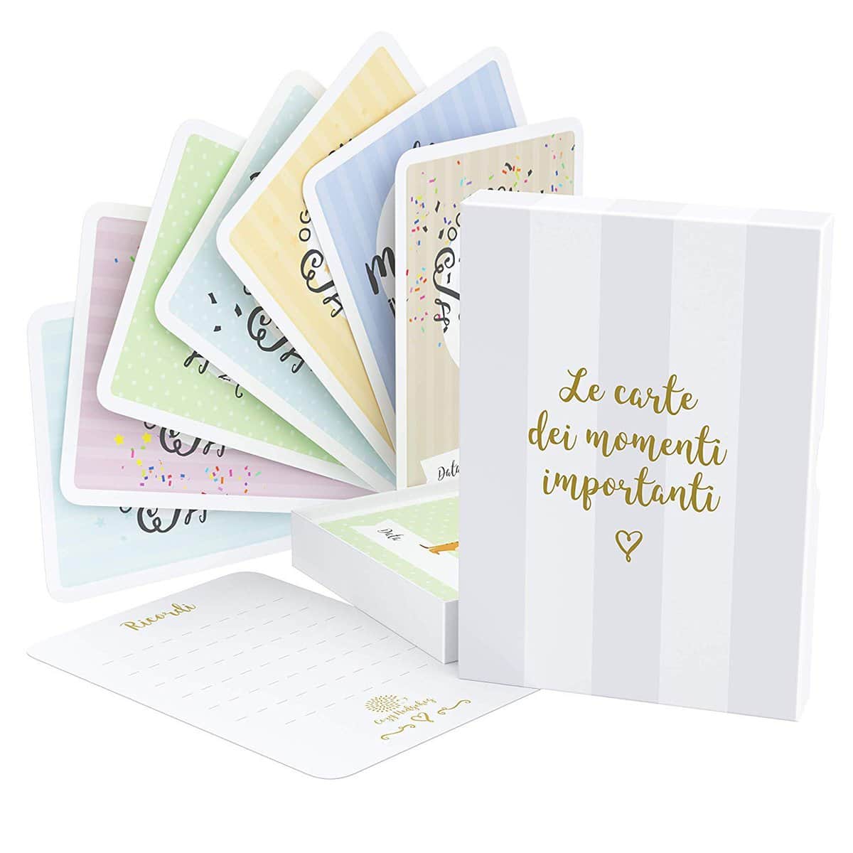 Le carte segna tappe del tuo bebè & la scatola dei ricordi – 40 carte unisex per le foto delle tappe più importanti, incluse le carte della gravidanza & le tappe d'età raggiunte (Italiano)