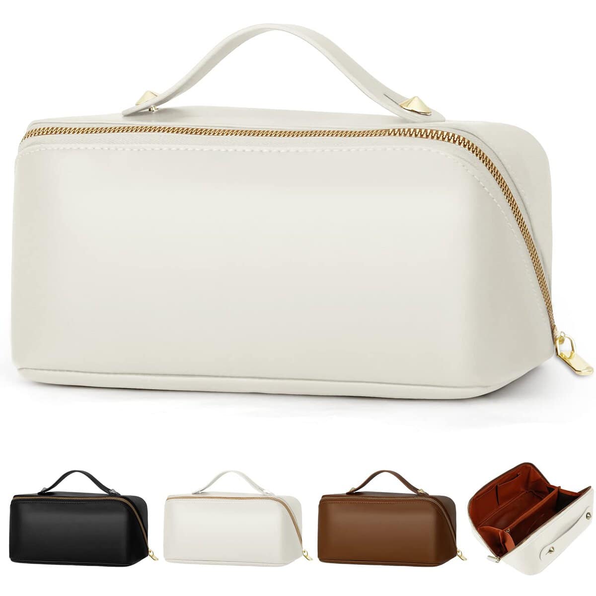 Borsa Cosmetica da Viaggio, Trousse da Viaggio, Portatile Beauty Case da Viaggio Donna Grande Capacità Borsa da Viaggio per Cosmetici in Pelle PU Borse da Toilette Impermeabile Portatile (B)