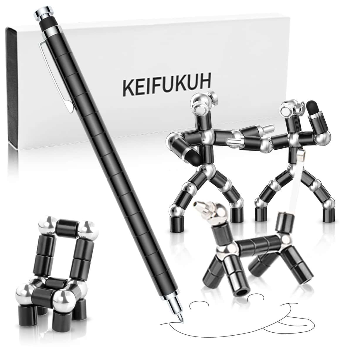 Penna Fidget Pens Regalo Uomo - Regali Natale per Lui e Adolescenti, Idee Regali Divertenti Compleanno per Ragazzo, Novità Regalo per Fidanzato e Marito, Gadget Regalo per Bambinio Maschio, Nero
