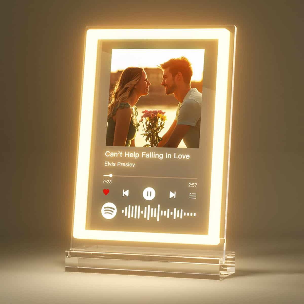 Targa Spotify Personalizzata con Neon LED - Foto Personalizzata Idea Regalo, San Valentino per Lui e Lei, Targhetta Spotify Personalizzata, Regalo per Uomo Donna Amica Natale Compleanno