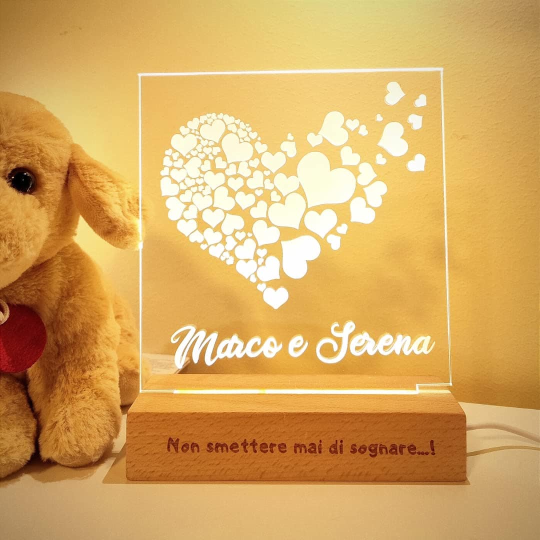 SBUGATTA | Lampada Personalizzata Con Nome | Luce Led 3d Notturna Per Camera Da Letto | Scrivania | Cameretta Bambini | Idee Regalo Per Anniversario | Compleanno | Idea Regalo Natale