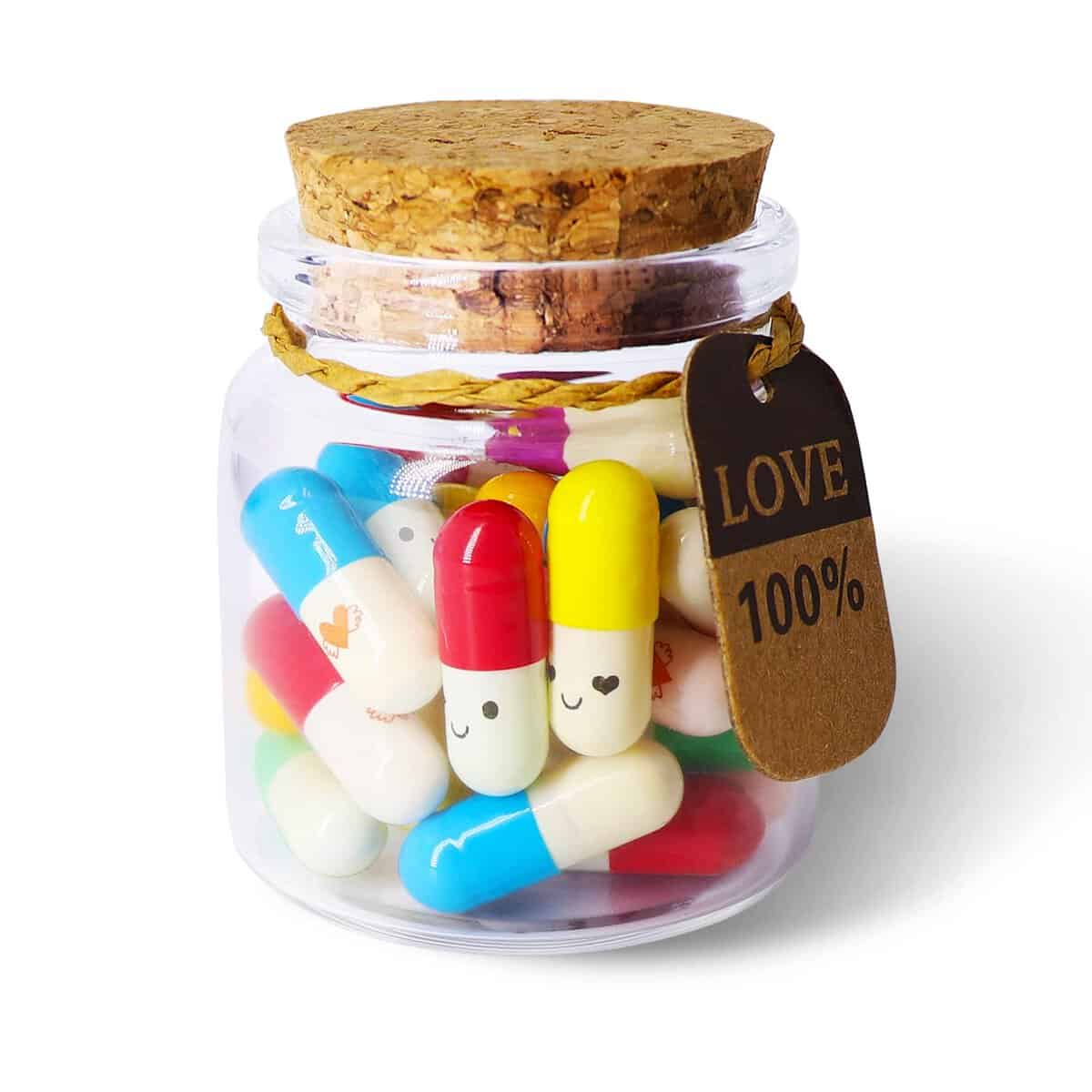 Mczcent Capsula con Messaggio in Una Bottiglia di Vetro, Letters Pillole D'amore, Love Happy Pills per Fidanzata, Amanti, 30 Pezzi