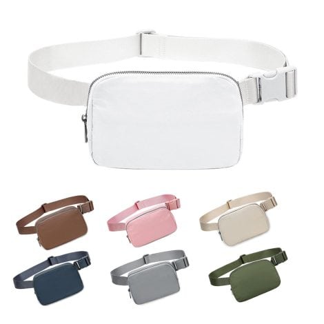 Marsupio di pelle alla moda per donne e uomini, luLu con limone, cintura per viaggi, allenamento, corsa, escursionismo. Bianco, S, moderno.