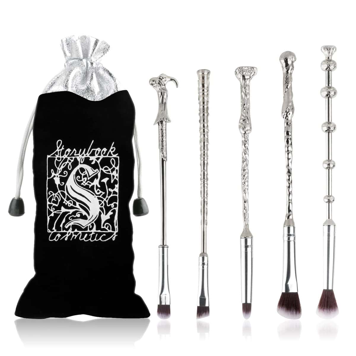 Bacchetta Magica Pennelli Trucco, 5 Pezzi H-Potter Manico Metallo Pennelli Make Up, Gadget H-Potter Accessori Regalo per Ragazze Donne