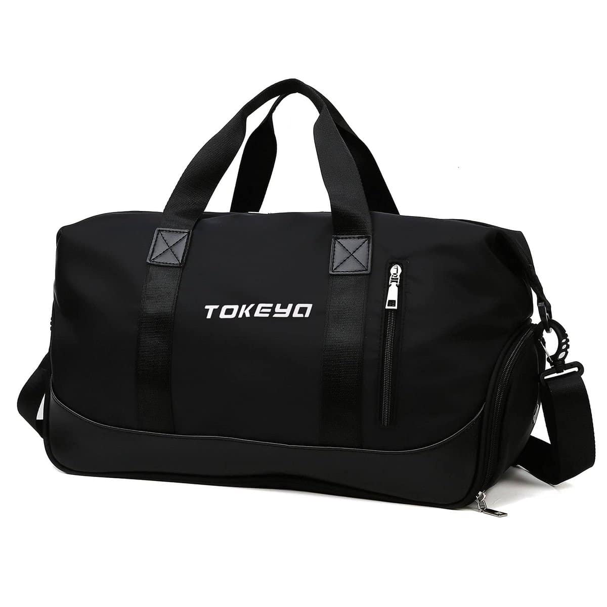 Tokeya Borsa Palestra 40L Borsone da Viaggio con Scomparto per Scarpe e Bagnato, Grande Borsoni per Sportiva Weekend Impermeabile Pieghevole Tote Sport Borsa per Donna e Uomo, Nero