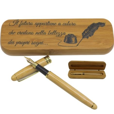 Penna Stilografica Elegante “Amore Legno”, Ideale come Regalo di Laurea e Compleanno, con Frasi Motivazionali.