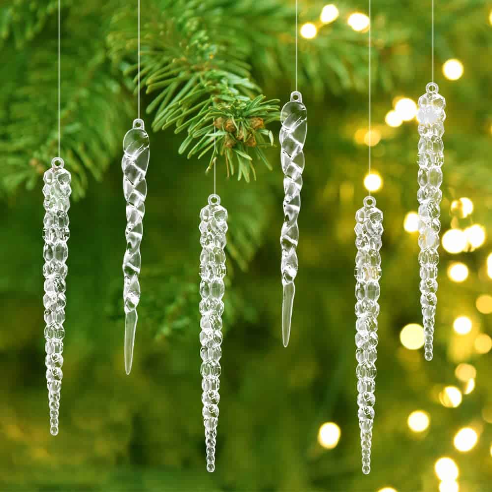Decorazioni per Alberi di Natale 25 Pezzi,Acrilico Ciondoli Decorazione Albero di Natale,Decorazioni di Fiocchi di Neve Acrilico,Ciondolo Fiocco di Neve Ghiacciolo Natale per Decorazioni Appese