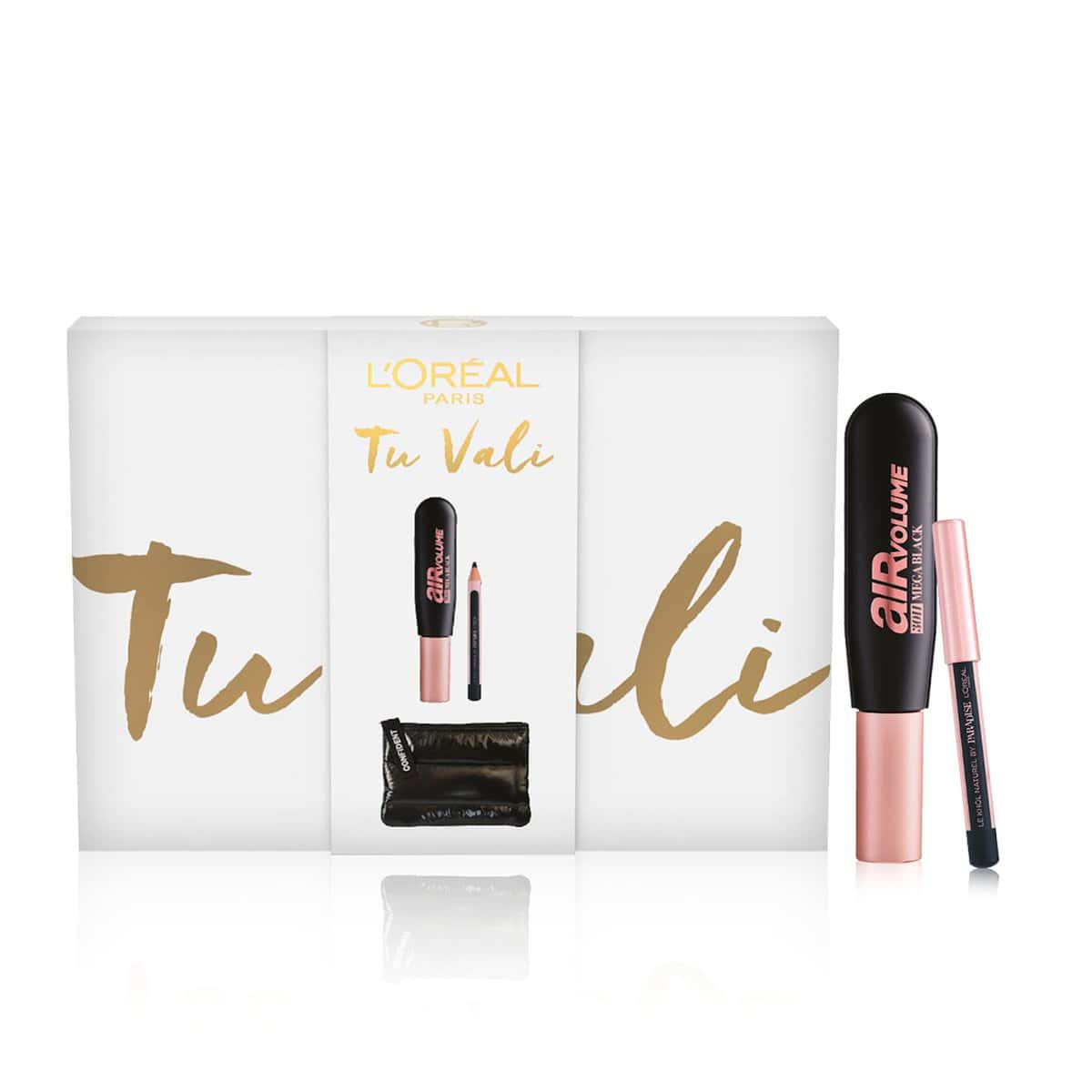 L'Oréal Paris, Pochette Regalo con Mascara Extra-Volumizzante e Mini-Matita Occhi, Per Look e Ciglia da Sogno, Con Esclusivo Beauty Case Piumino