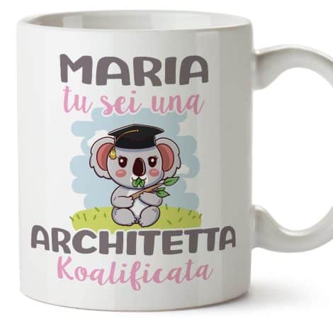Tazza in ceramica “Koalificati Personalizzati” per donna architetta, 11 oz / 350 ml – Regalo ideale per compleanni, anniversari, Natale, lauree.
