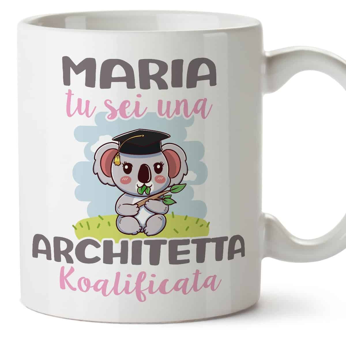 MUGFFINS Tazza Personalizzata in ceramica per ARCHITETTA donna 11 oz / 350 ml - In italiano - Koalificati Personalizzati - Idea regalo per compleanno, anniversario, natale, laurea