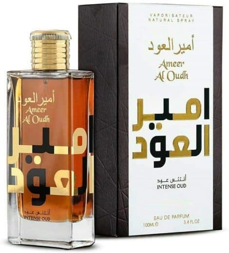 Bella bottiglia di profumo Ameer al Oud intenso da 100 ml, adatto a uomini e donne.