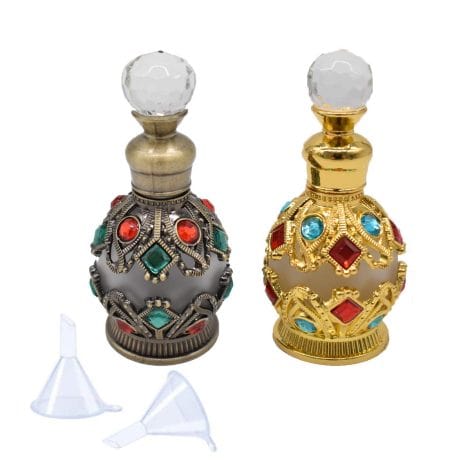 Bottiglia di profumo vintage Liwein, vuota e ricaricabile, in vetro riutilizzabile con imbuto regalo per donna.