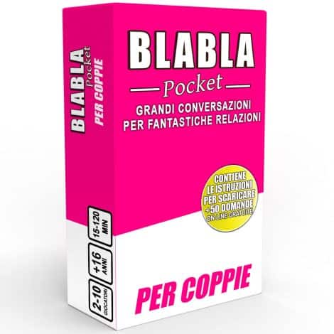 BLABLA Tascabile | Per coppie – Gioco da tavolo per adulti, carte, passatempo per conversare, idee regalo per lui e lei, San Valentino, matrimonio, compleanno e anniversario.