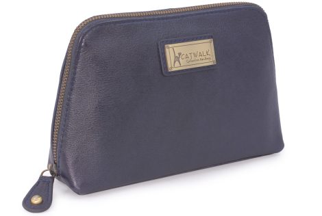 Collezione Sfilata Borse in Vera Pelle, perfette per cosmetici, trucchi, e da viaggio. Regalo ideale. Colore BLU.