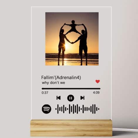 Prodotto: Luce notturna personalizzata con codice musicale su vetro di Spotify. La luce dell’arte con foto e nome del cantante, regalo per tutti.