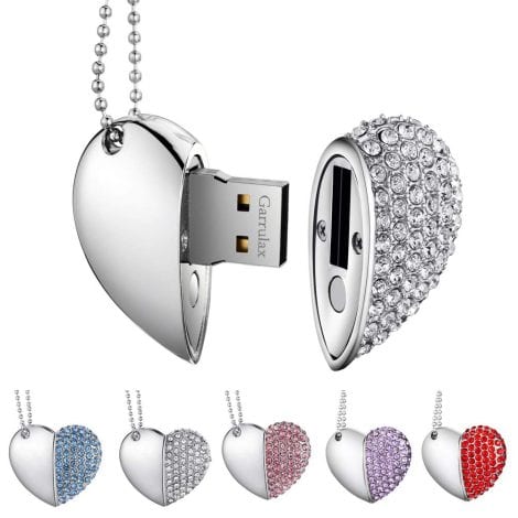 “Garrulax Pendrive, USB Chiavette con Memoria 8GB / 16GB / 32GB Impermeabile, Cuore Diamante ad alta velocità USB 2.0.”