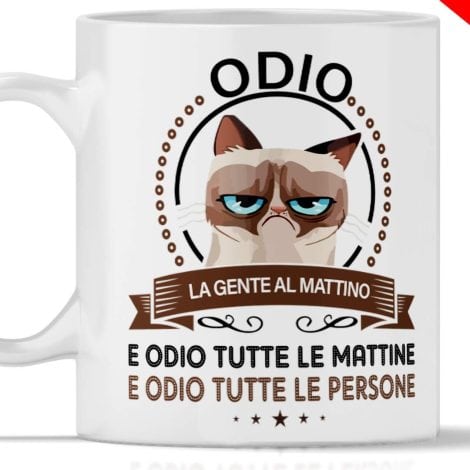 Tazza GATTO- Mattino odio, la tazza con gatto più divertente da regalare, 350 mg.