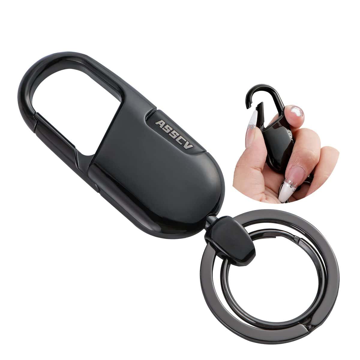 ASSCV Portachiavi per auto Robusto portachiavi per auto，con scatola regalo elegante, funzionale e pratica Adatto a uomini e donne(Nero)