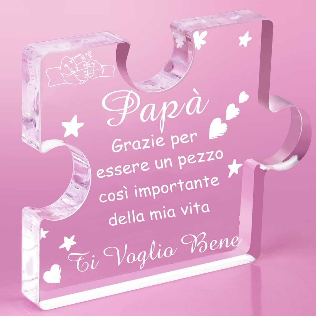 PulangRen Regalo Papà, Regalo Festa Del Papà, Puzzle a Blocchi in Acrilico Inciso, Regali da Fare al Papà, Regalo Papa Compleanno da Figlia Figlio, Regalo Natale Papà