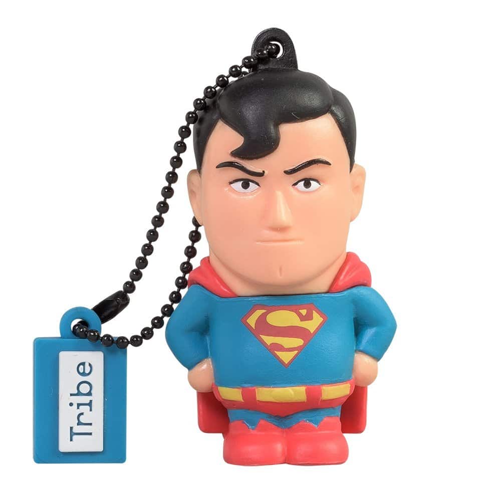 Tribe - Chiavetta USB 8 GB Superman - Memoria Flash Drive 2.0, Personaggio Originale DC Comics, Pennetta USB Compatibile con Windows, Linux e Mac